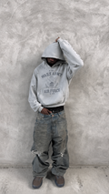 blue distressed zip up hoodie